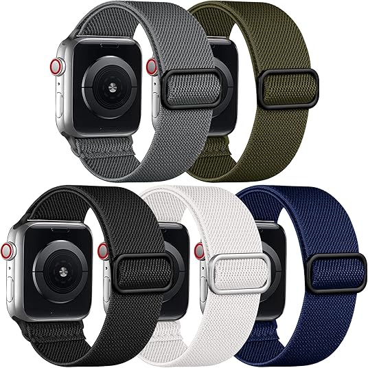 Adorve Stretchy Band Compatible with Apple Watch Bands Ultra 3/2/1 49mm 46mm 45mm 44mm 42mm 41mm 40mm 38mm Men Women, Soft Nylon Elastic Braided Strap for iWatch Series 11/10/9/8/7/6/5/4/3/SE1-3
