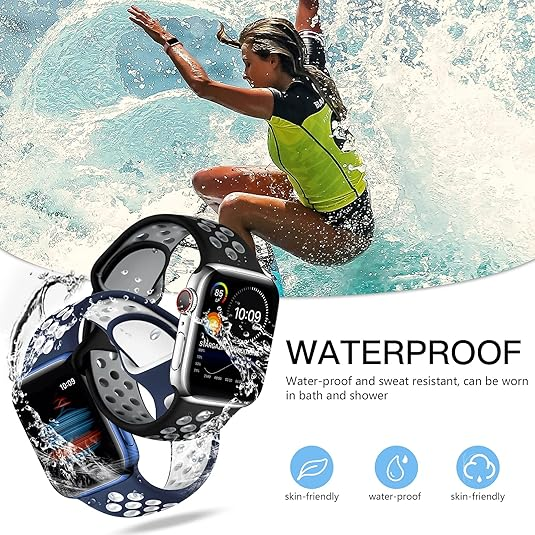 Adorve 4 Pack Sport Bands Compatible with Apple Watch Bands for Men Women 49mm 46mm 45mm 44mm 42mm 41mm 40mm 38mm,Breathable Soft Silicone Strap for iWatch Band Series 11 10 SE Ultra 9 8 7 6 5 4 3 2 1