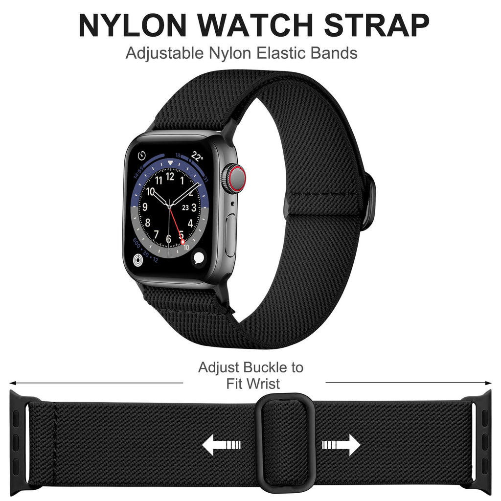 Adorve Stretchy Band Compatible with Apple Watch Bands Ultra 3/2/1 49mm 46mm 45mm 44mm 42mm 41mm 40mm 38mm Men Women, Soft Nylon Elastic Braided Strap for iWatch Series 11/10/9/8/7/6/5/4/3/SE1-3